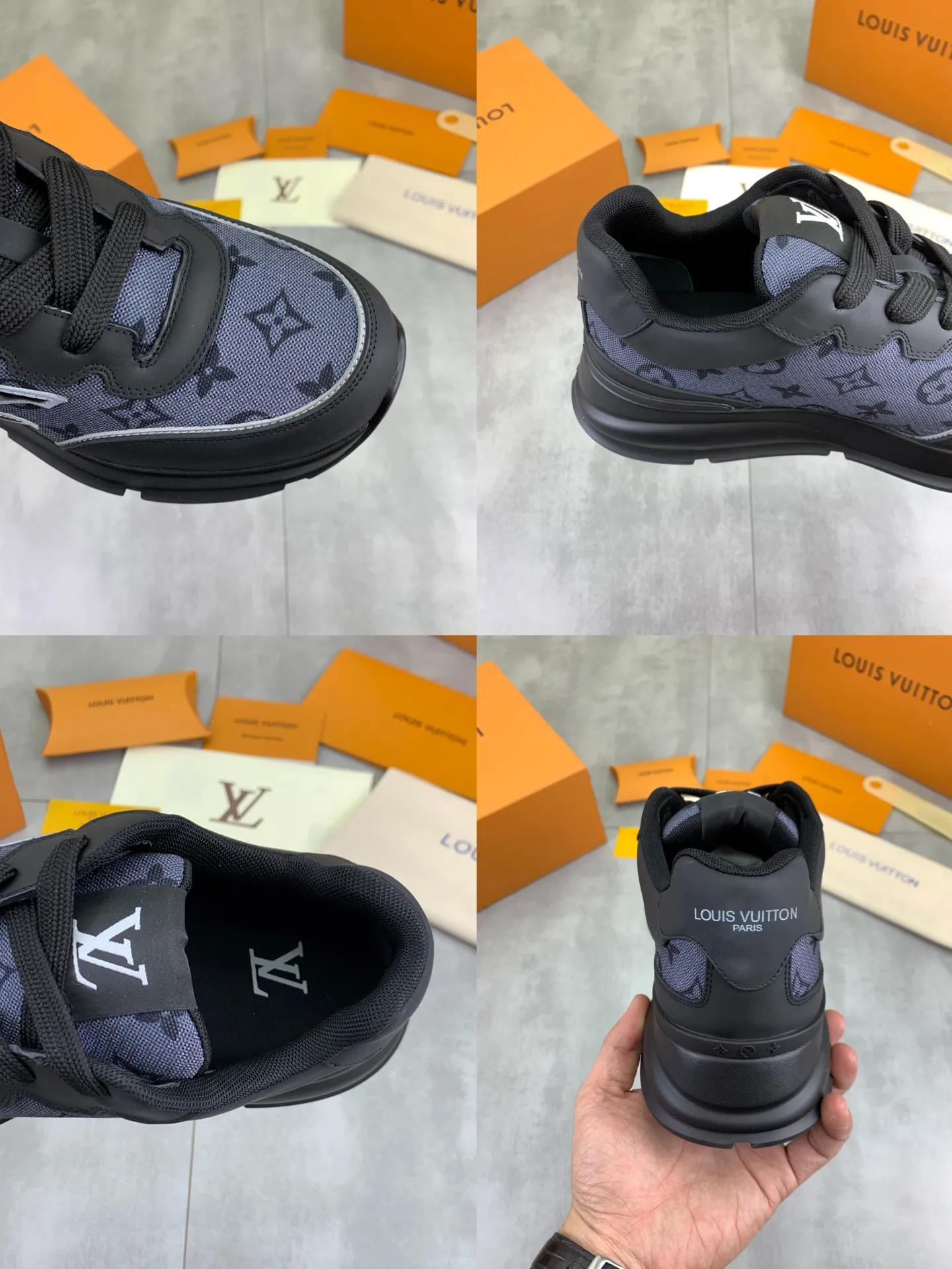 Factory price P700 💶 Top version [LOUIS VUITTON] Couple 🧑‍🤝‍🧑 Craftsman style Counter series (original order) New style 🍀LV Louis Vuitton - top version LV classic high-top trendy shoes! Made of imported original craft calfskin, original breathable lining, and original wear-resistant, lightweight, high-end TPU outsole! High quality products! 3️⃣ colors available, code numbers: female 35-39, male 39-44 (female 40, male 45 46 customized)